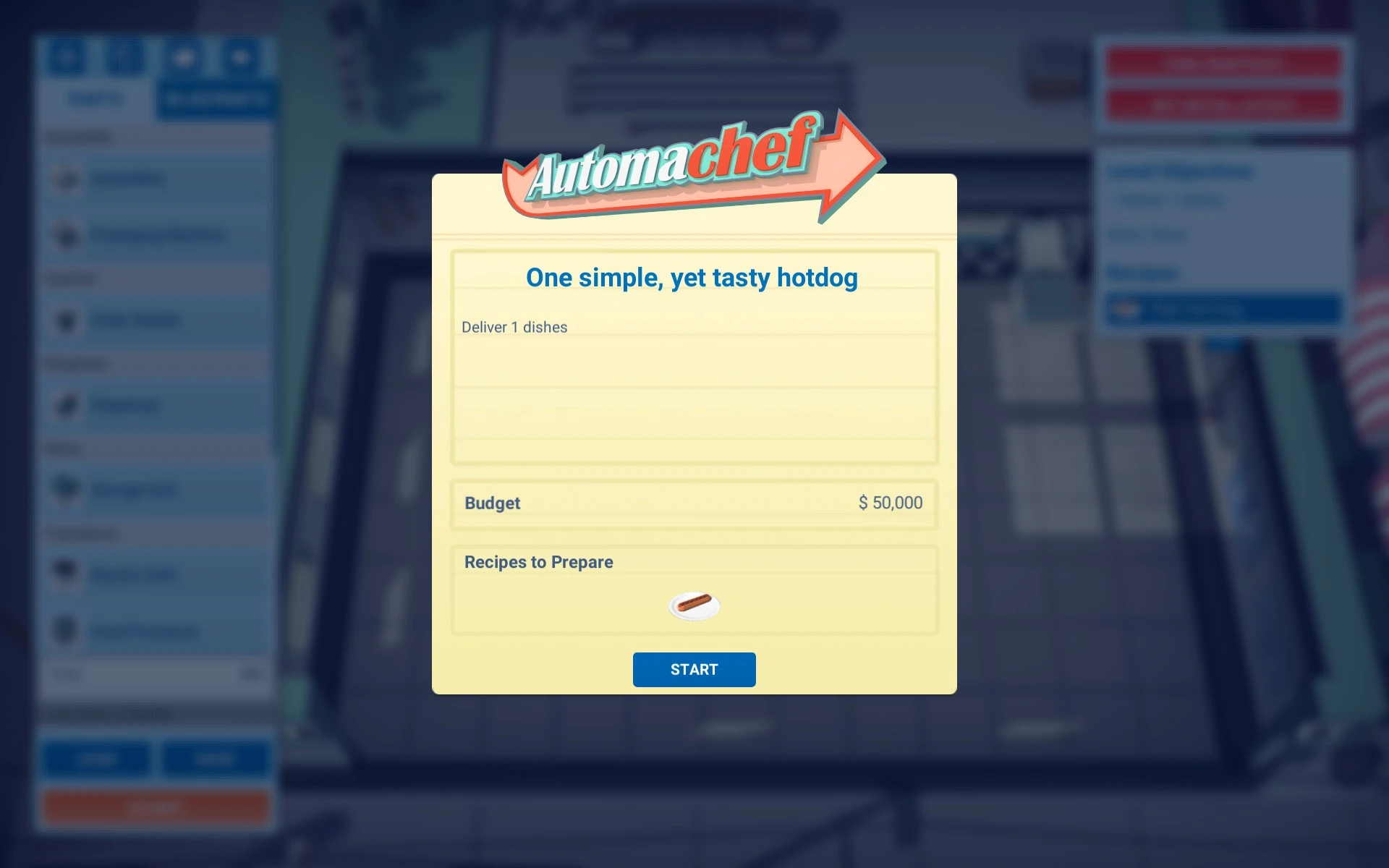 Custom scenario in Automachef, showing a simple factory layout.